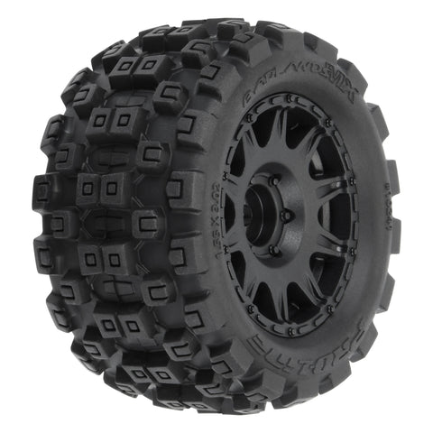 Pneus tout-terrain Badlands MX 1,85" (4) montés sur des roues hexagonales Raid Black 12 mm pour Granite GROM 4x4 avant ou arrière 