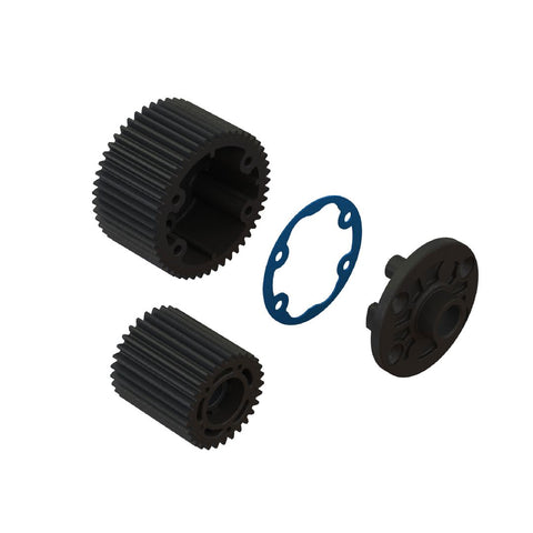 ARA311095 Diff Case and Idler Gear Set (47/29T, Mod 0.8) - Blue