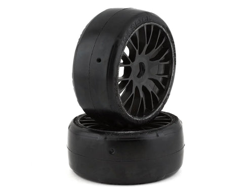 Tires GT - TO4 Slick Belted Pre-Mounted 1/8 Buggy Tires (Black) (2) (XM7) w/FLEX Wheel