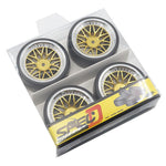 Spec D LS Wheel Offset +6 Gold Silver w/Tire 4pcs For 1/10 Drift