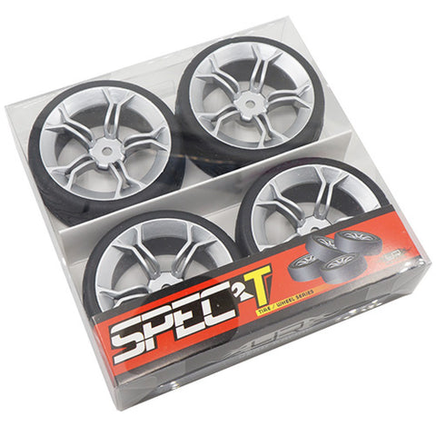 Spec T MS Roue Offset 3 Argent avec Pneu 4pcs Pour 1/10 Touring